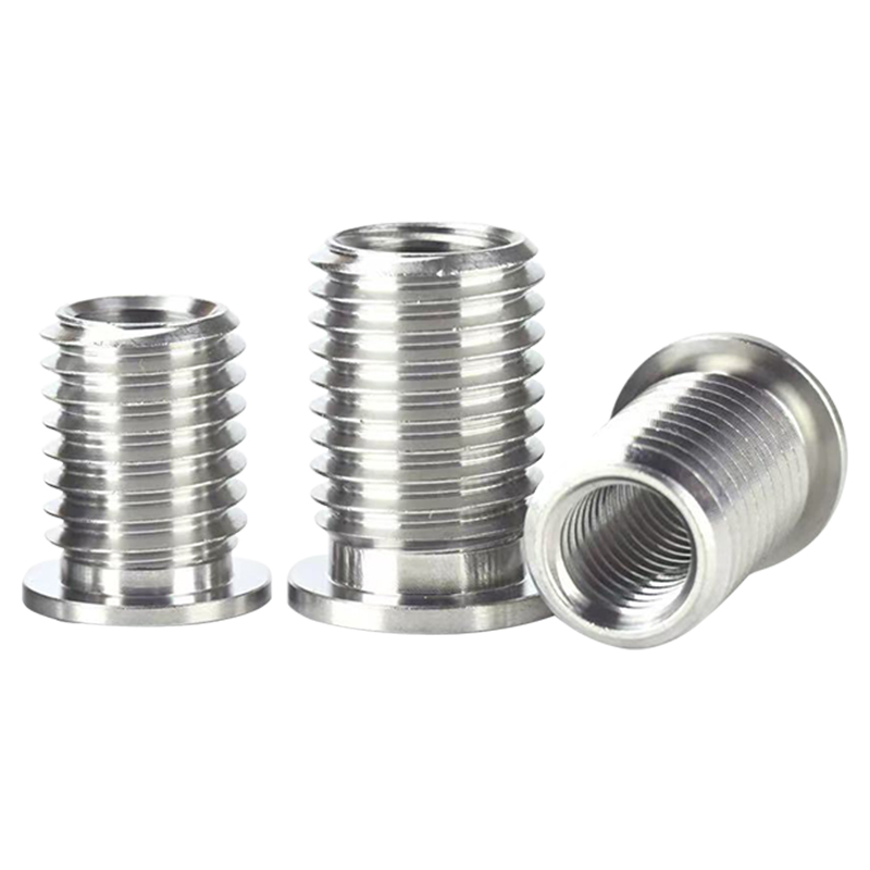 Stainless steel flange-type reducer conversion thread repair sleeve, internal and external thread conversion screw, flange cap insertion nut