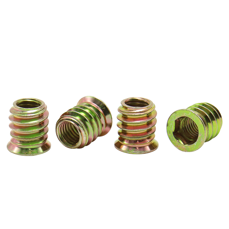 Furniture screw in nut Carbon steel galvanized hexagonal sleeve drive screw into nut, bolt fastener connector for furniture hardware fittings