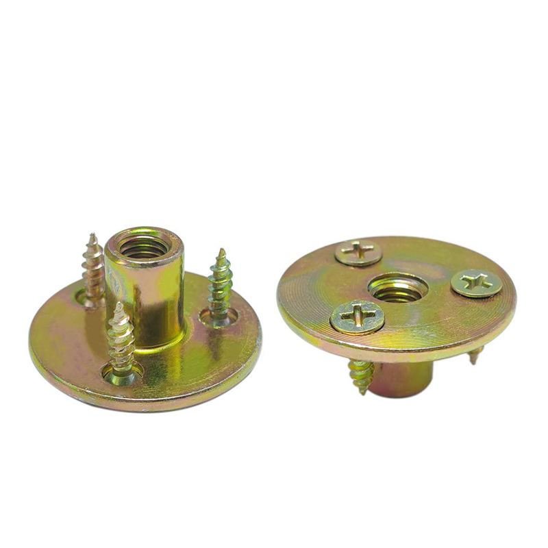 Furniture foot mounting plate sofa cabinet chair connecting plate with hanger bolt three-hole T-nut