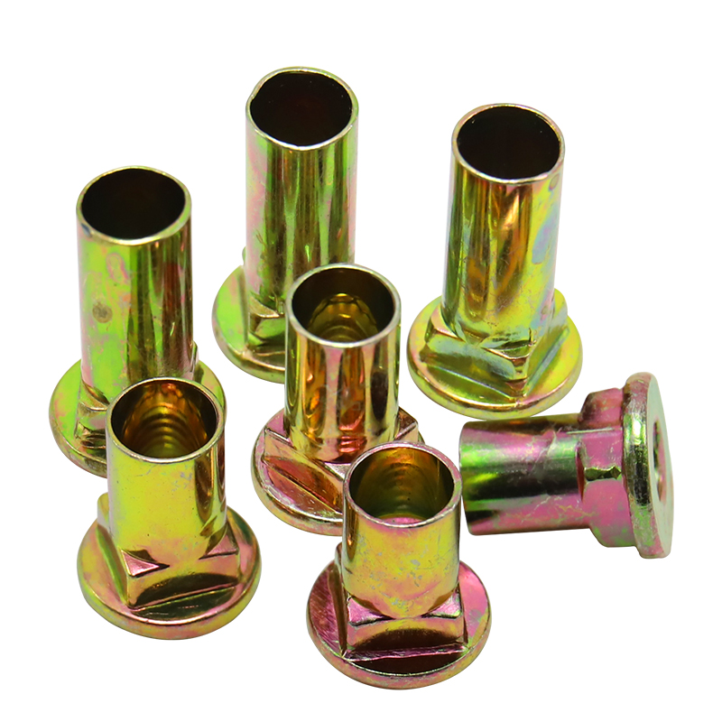Metric rivet nut Carbon steel flat head threaded insert nut, countersunk knurled color galvanized nested rivet nut